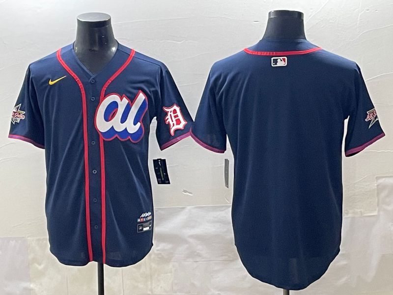 Men 2025 Detroit Tigers Blank Drak Blue All star Blank Blue Nike MLB Jersey style 1->detroit tigers->MLB Jersey